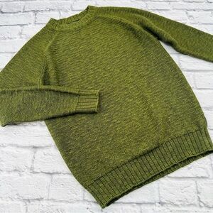 Bellfield Mens Sweater Small Olive Green Crew Neck Long Sleeve Textured Knit